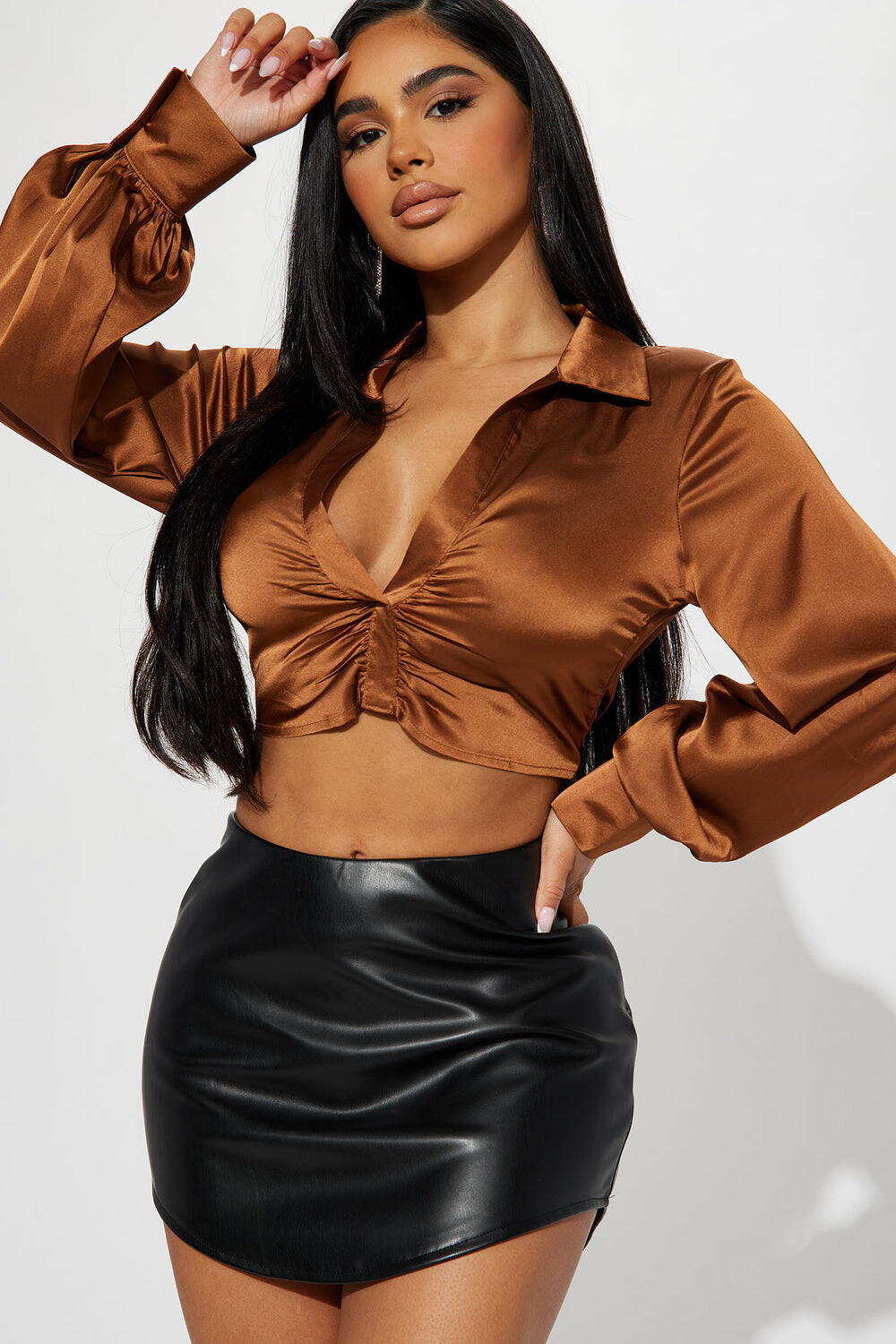 

Топ Fashion Nova HF22G229, коричневый