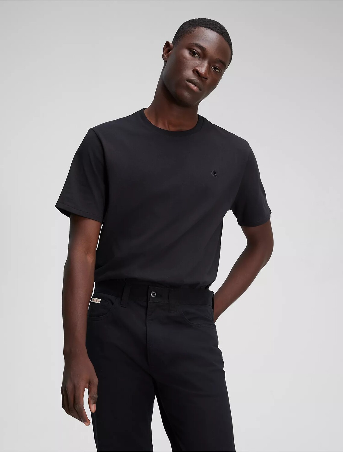 

Футболка Calvin Klein Jeans Waffle Henley Crewneck, черный