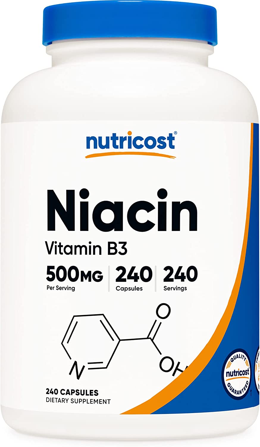 цена Ниацин (витамин B3) Nutricost 500 мг, 240 капсул