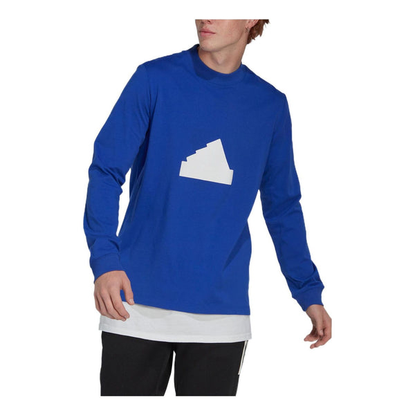 Футболка Adidas New Cl Ls Tee Logo Pullover Round Neck Long Sleeves Blue T-Shirt, Синий