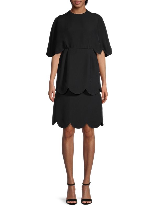 

Ярусное платье из смесового шелка Valentino Nero