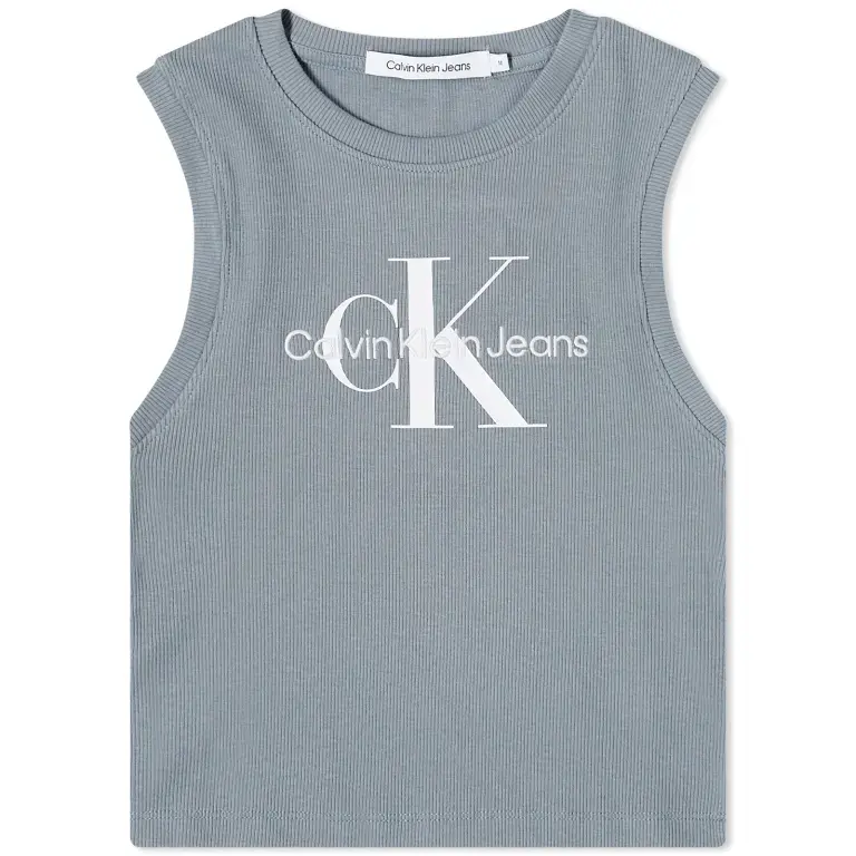 

Топ Calvin Klein Monologo Rib Tank, серый