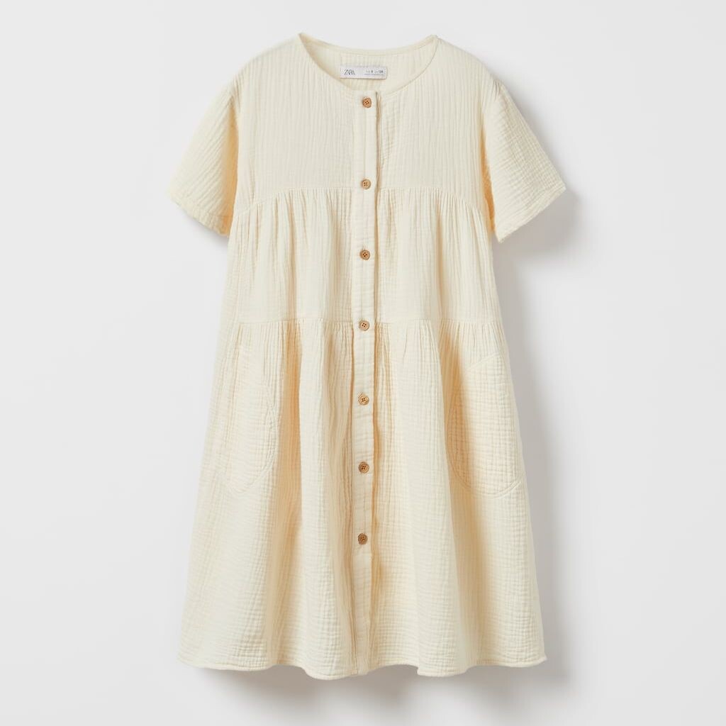 

Платье Zara Textured Panelled, светло-бежевый