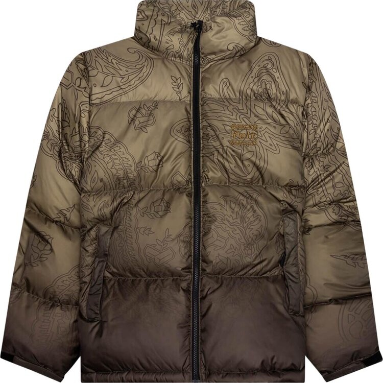 

Пуховик Bricks & Wood x Felt Paisley Butterfly Puffer 'Olive', коричневый