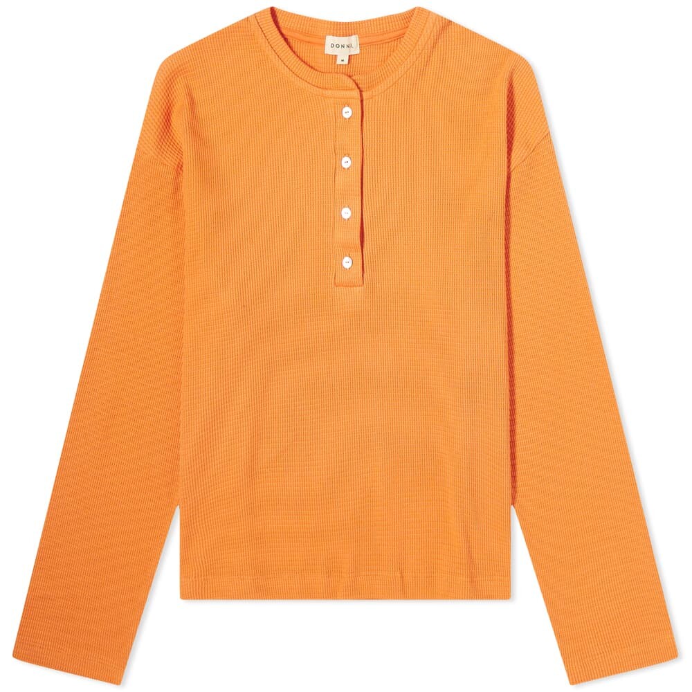 

Футболка DONNI. Long Sleeve Thermal Henley Tee