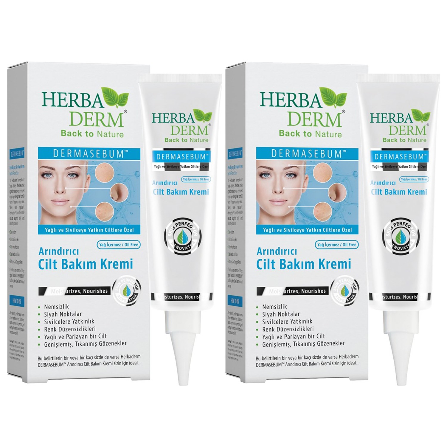 цена Очищающий крем Herbaderm, 2 упаковки по 55 мл