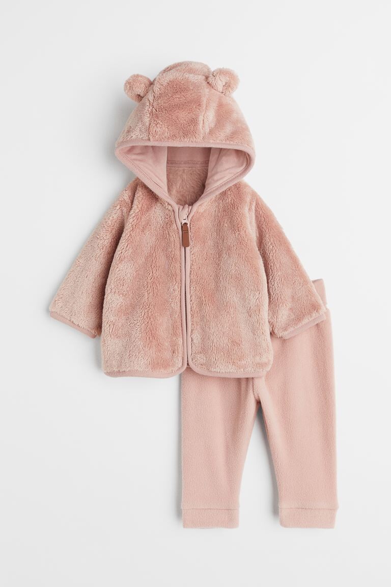 

Комплект из 2 предметов из флиса H&M, светло-розовый