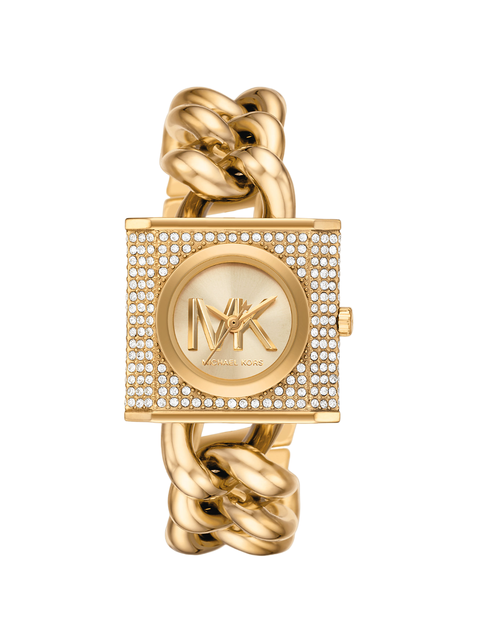 цена Часы Michael Kors Mini Lock Pavé Gold-Tone Chain, золотой