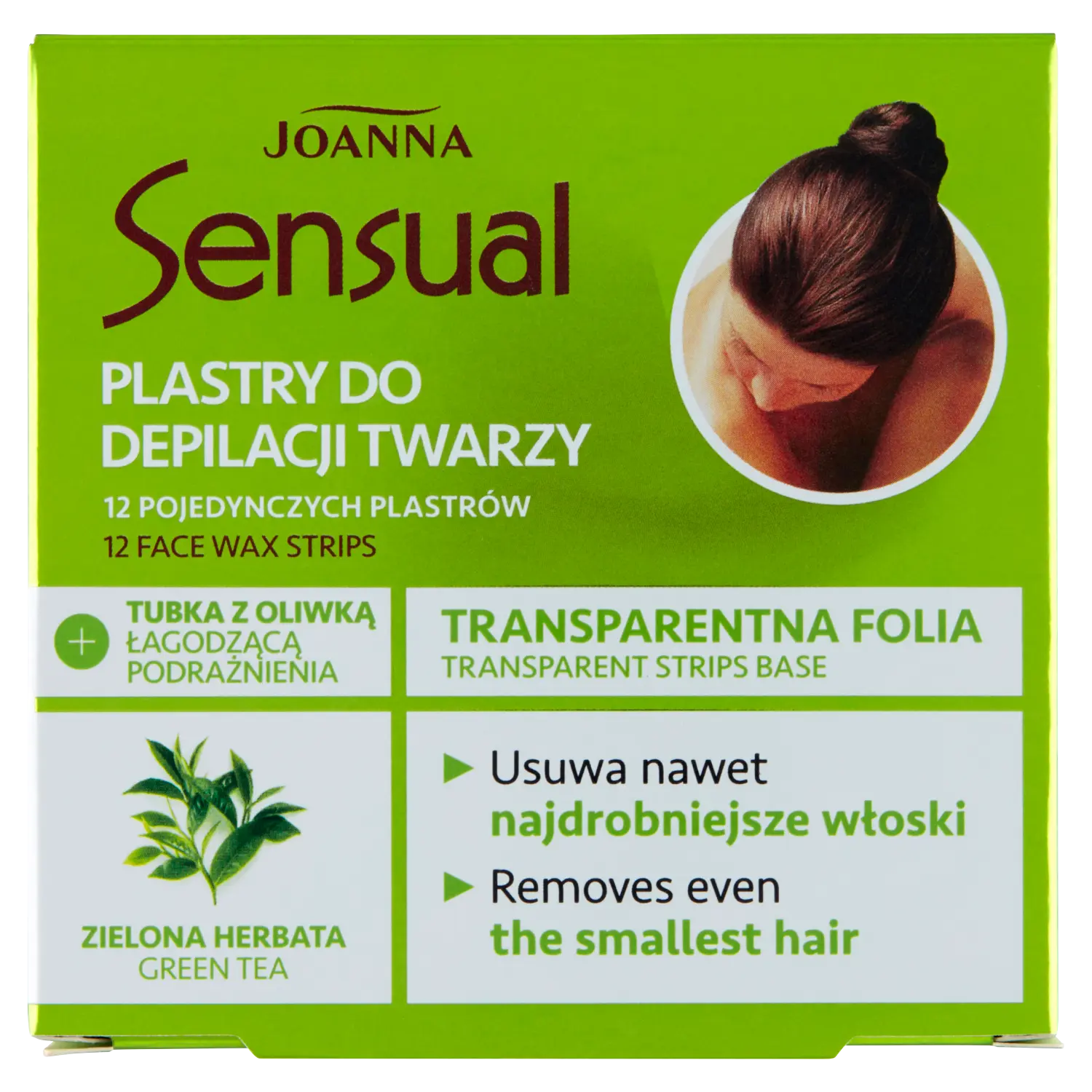 

Joanna Sensual полоски для депиляции лица с зеленым чаем, 12 шт./1 уп.