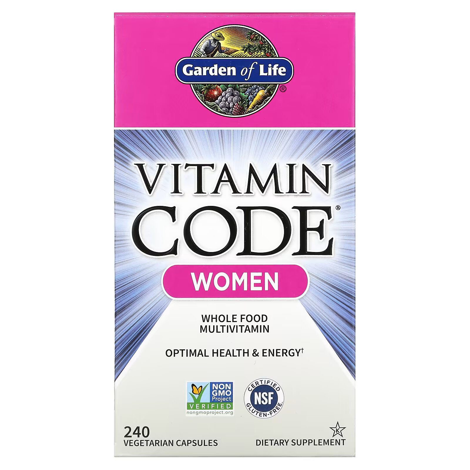 Garden of Life, Vitamin Code, мультивитамины из цельных продуктов для женщин, 240 вегетарианских капсул мультивитамины garden of life for men vitamin code raw one 240 капсул