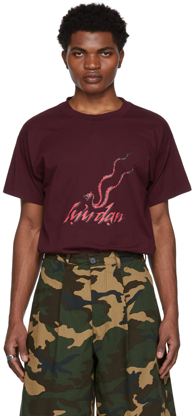 

Эксклюзивная бордовая футболка SSENSE Serpent LU'U DAN
