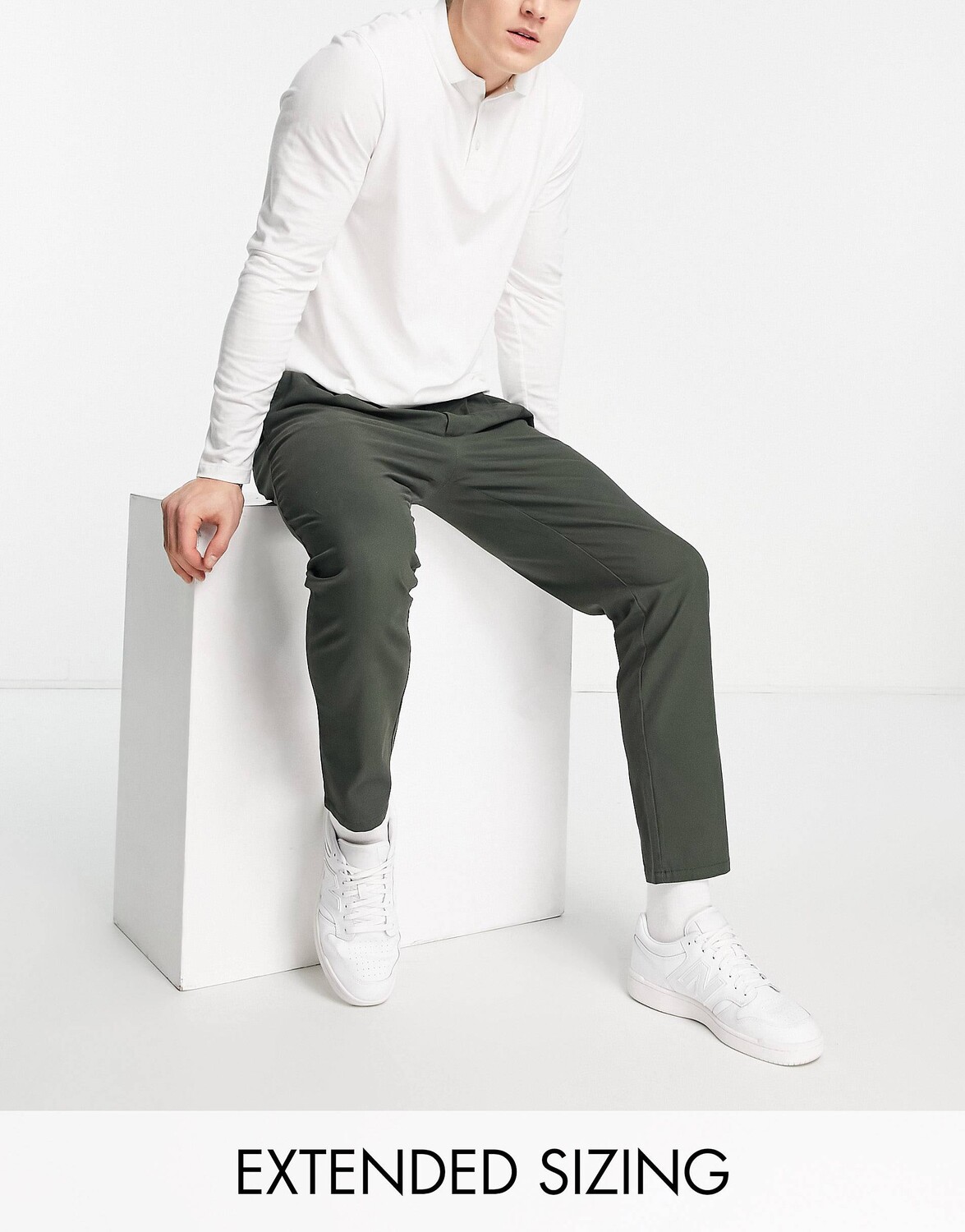 

Темно-зеленые брюки чинос со складками ASOS DESIGN
