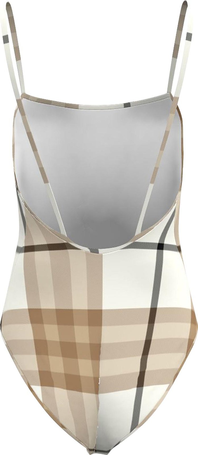 Burberry Check Print Swimsuit Frosted White Beige