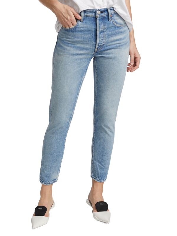 

Зауженные Джинсы Moussy Marston с высокой посадкой до щиколотки, vintage blue