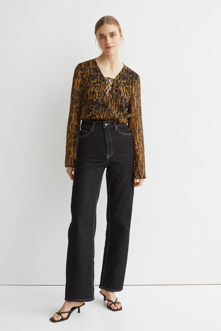 

Прямые высокие джинсы H&M, черный