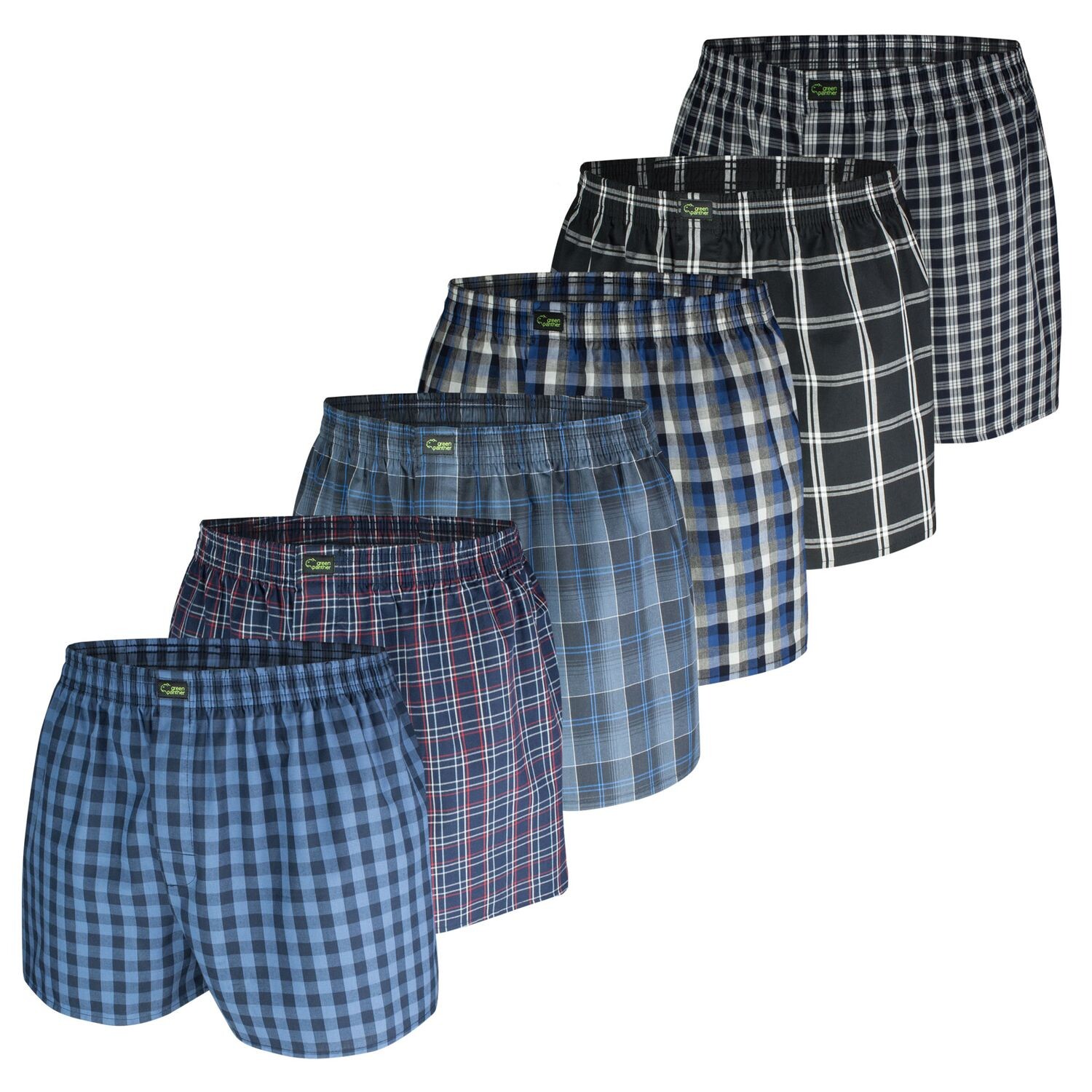 

Боксеры green panther Webboxershorts 6 шт, цвет Schwarz / Navy Karo