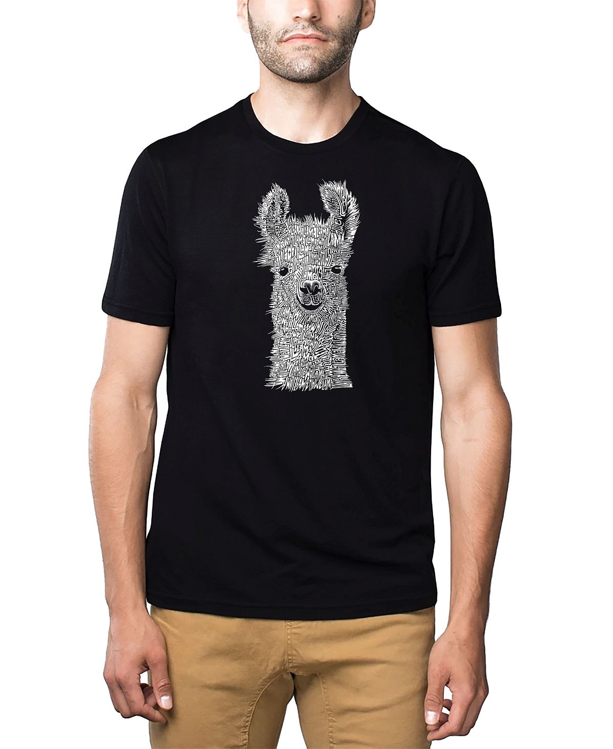 Мужская футболка premium blend word art - лама LA Pop Art, черный