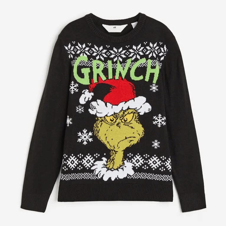 

Свитер H&M x The Grinch Jacquard-knit, черный