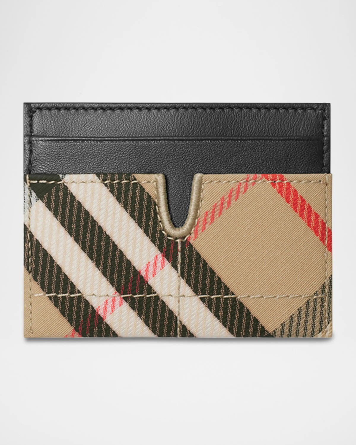 

Холщовый кошелек для карт в клетку с защелками Burberry, цвет Sand Ip Check
