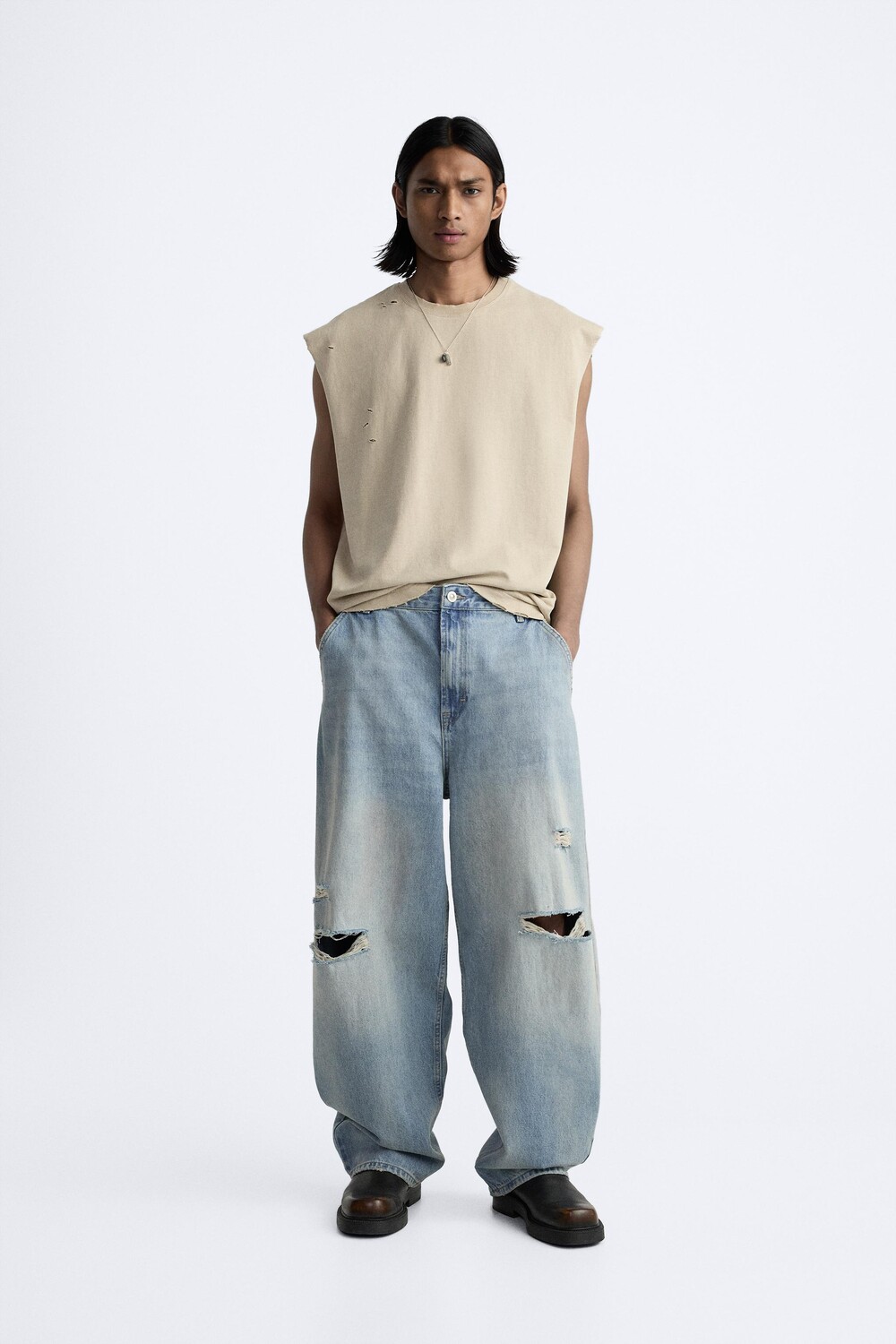 

Джинсы мешочного кроя ZARA, средне-синий