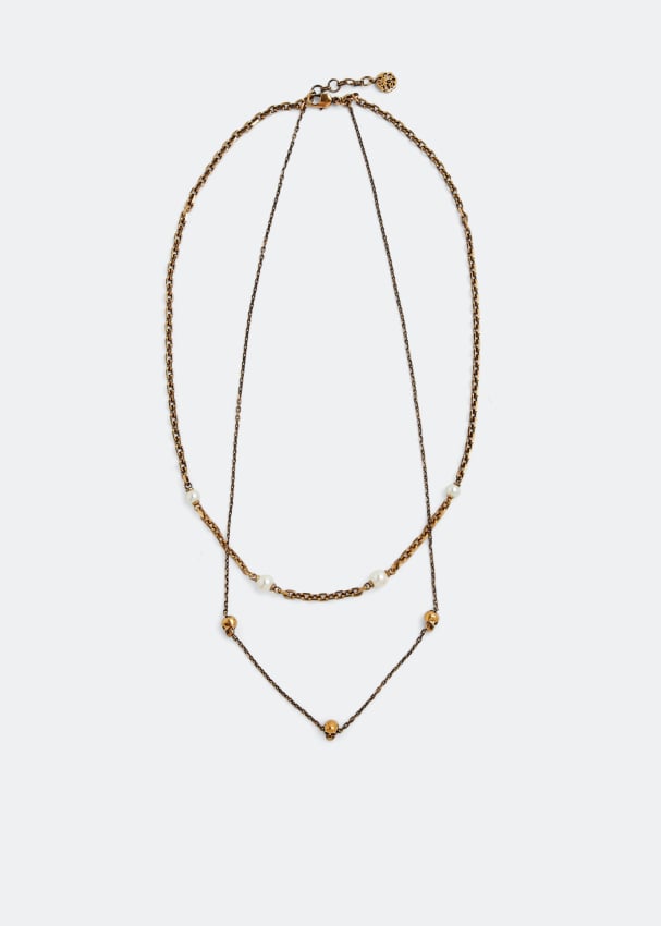 Ожерелье ALEXANDER MCQUEEN Pearl and Skull necklace, золотой alexander mcqueen серебристый браслет цепь с черепом