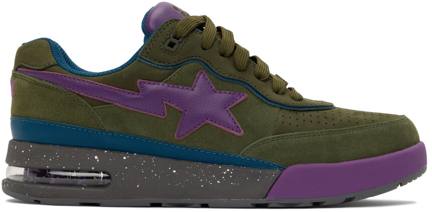 

Хаки и фиолетовые кроссовки Road STA 2 BAPE