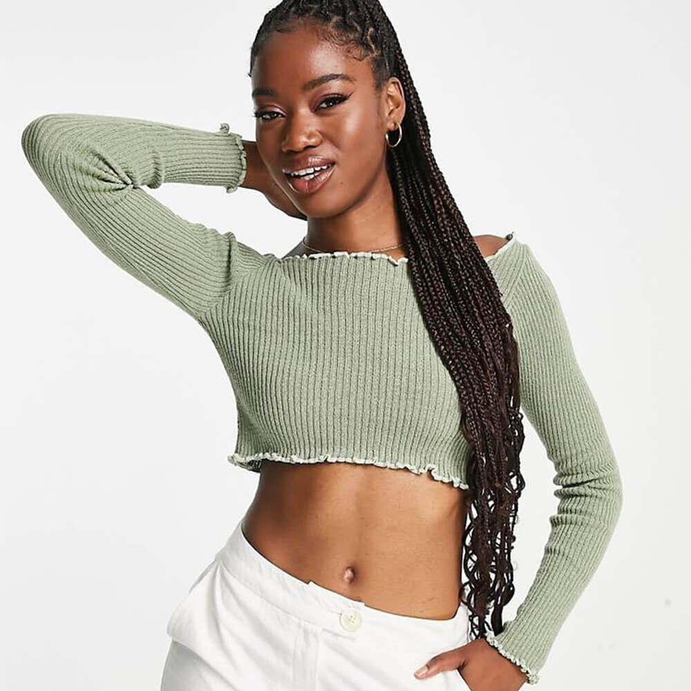 

Топ Pull&Bear Cropped Baby, зеленый