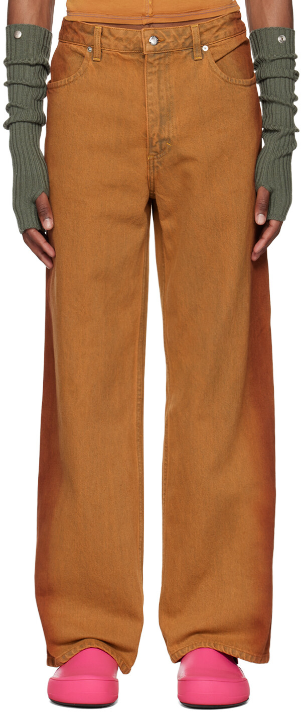 

Оранжевые широкие джинсы Eckhaus Latta