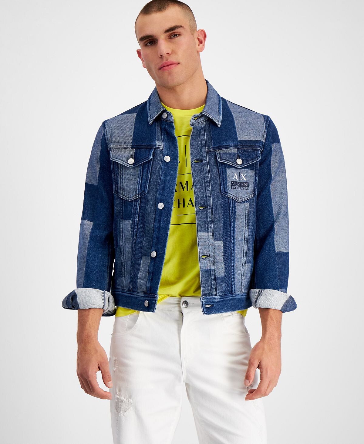 

Мужская джинсовая куртка в стиле пэчворк, созданная для macy's A|X Armani Exchange, мульти