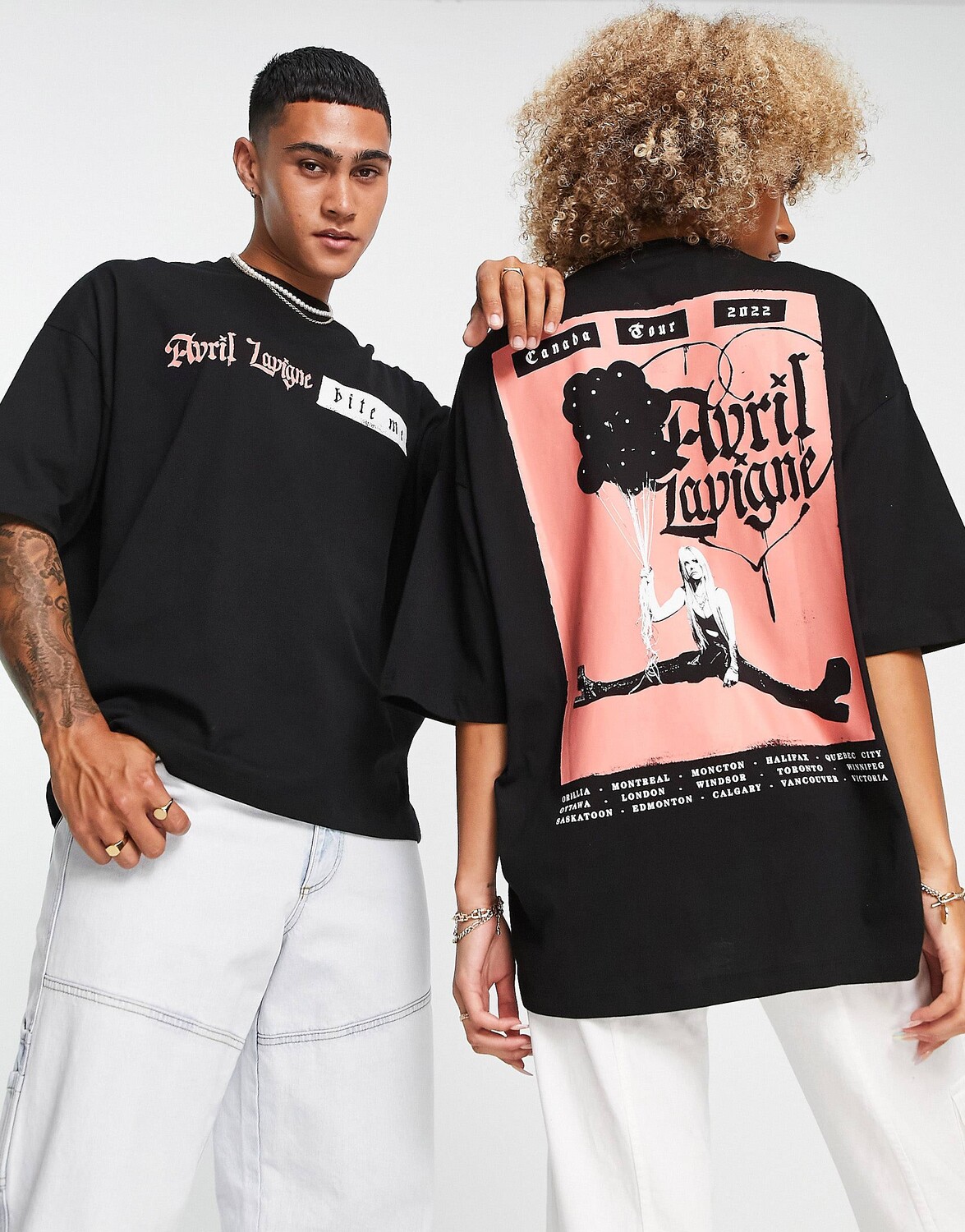

Черная футболка оверсайз унисекс с принтом Аврил Лавин ASOS DESIGN, Черный