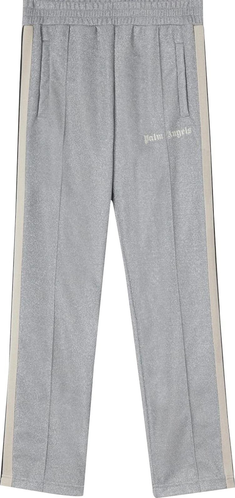 Брюки Palm Angels Lurex Track Pants 'Silver/Off White', серебряный - фото