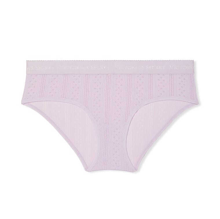 

Трусы Victoria's Secret Logo Waist Pointelle Hiphugger, светло-сиреневый