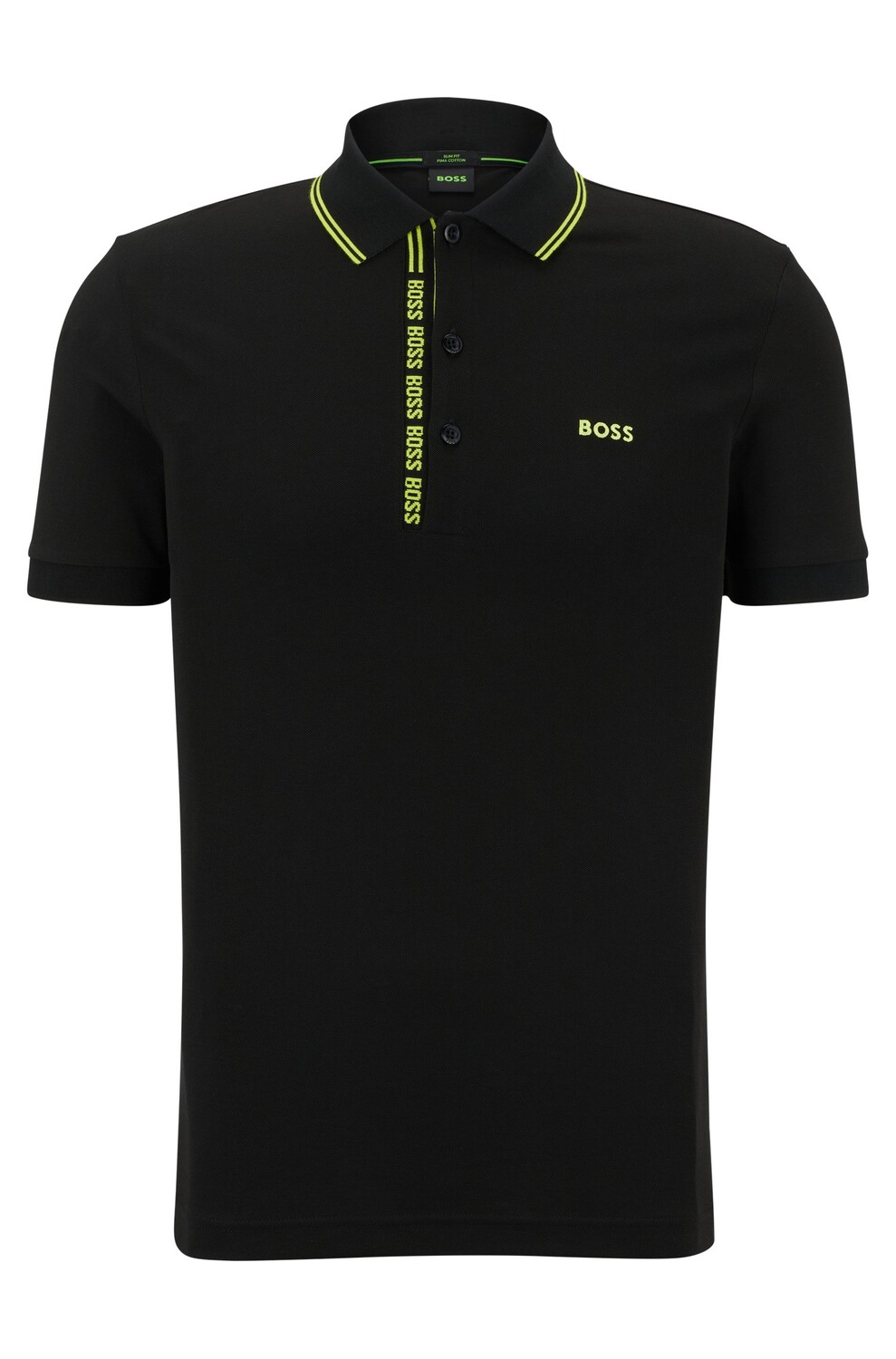 

Рубашка-поло Hugo/Hugo Boss Cotton-pique Slim-fit With Logo Details, чёрный