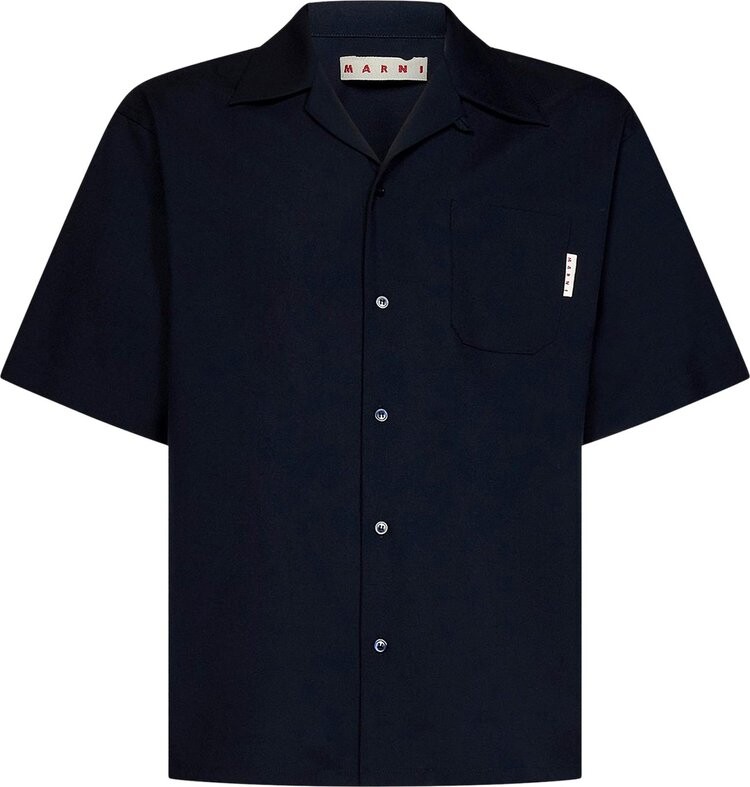 

Рубашка Marni Tropical Wool Bowling Shirt 'Blublack', синий
