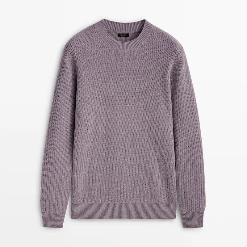 

Свитер Massimo Dutti Wool Blend Smocked Knit, светло-фиолетовый