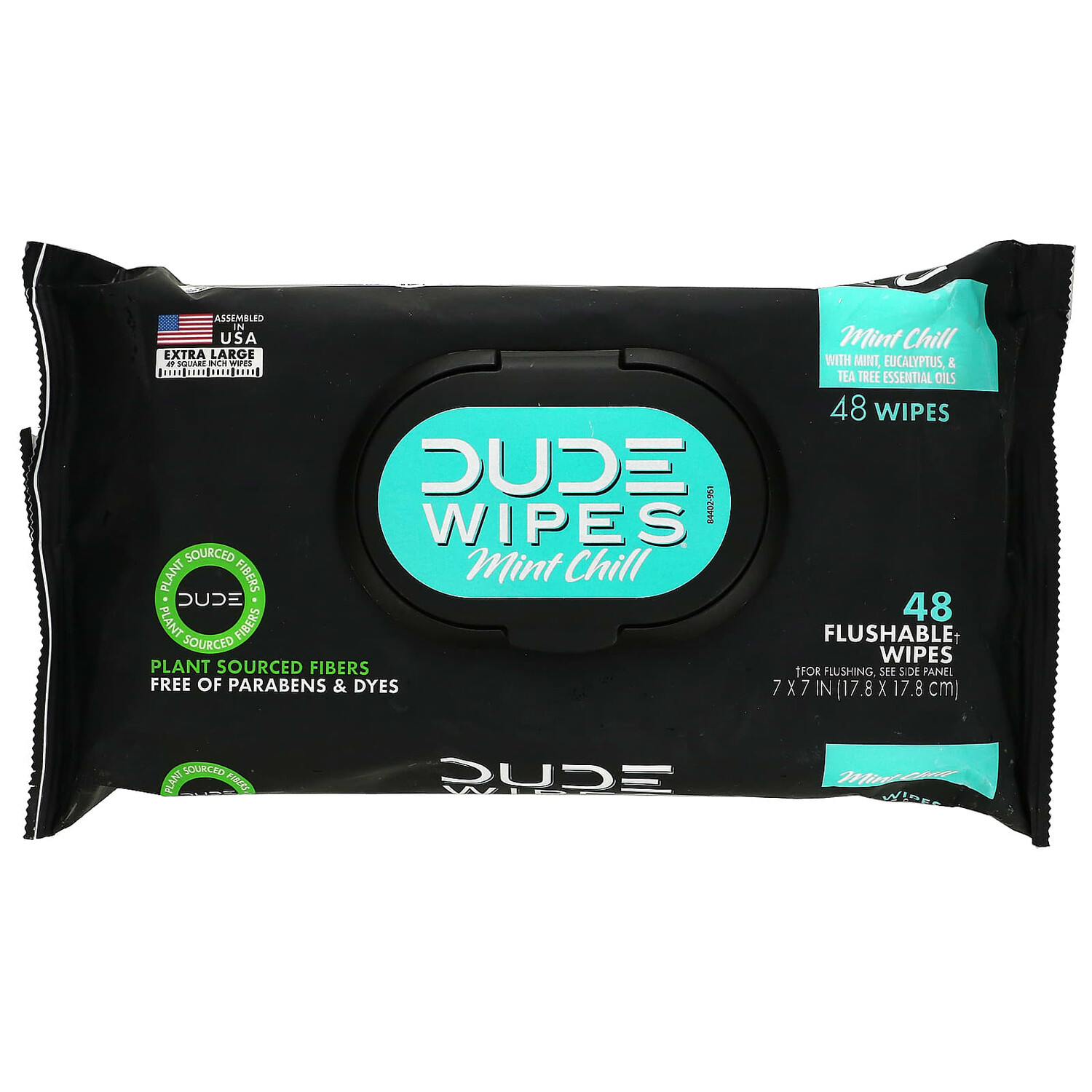 

Смываемые Салфетки Dude Products с мятой и охлаждением, 48 салфеток