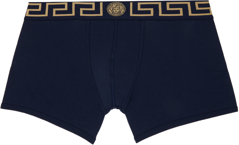 

Темно-синие длинные боксеры La Greca Border Versace Underwear