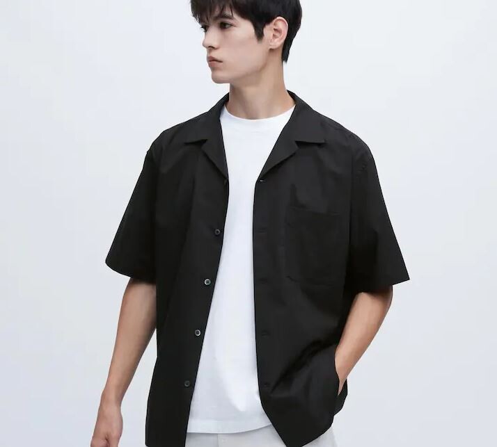 

Рубашка повседневная с короткими рукавами Uniqlo Cotton Blend Casual Short Sleeved, черный