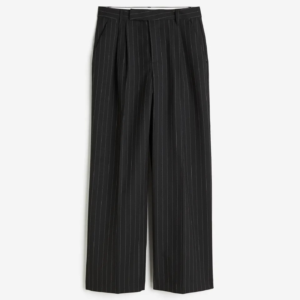 Брюки H&M Dress, черный брюки свободного кроя со складками