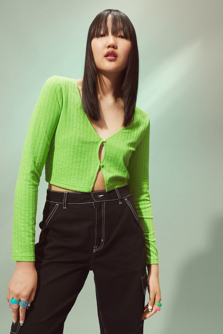 

Полосатый кардиган H&M, лайм