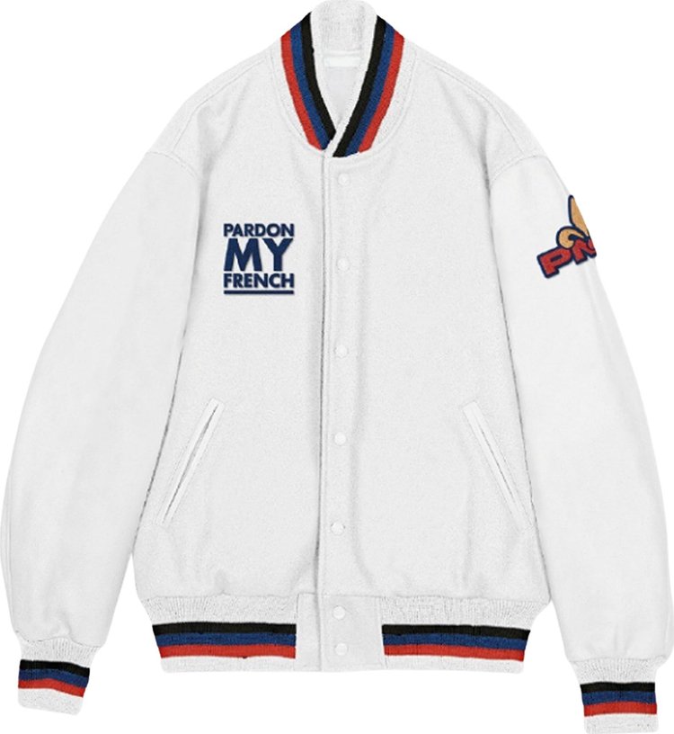 Куртка Paris Saint-Germain x Pardon My French Varsity Jacket 'White', белый