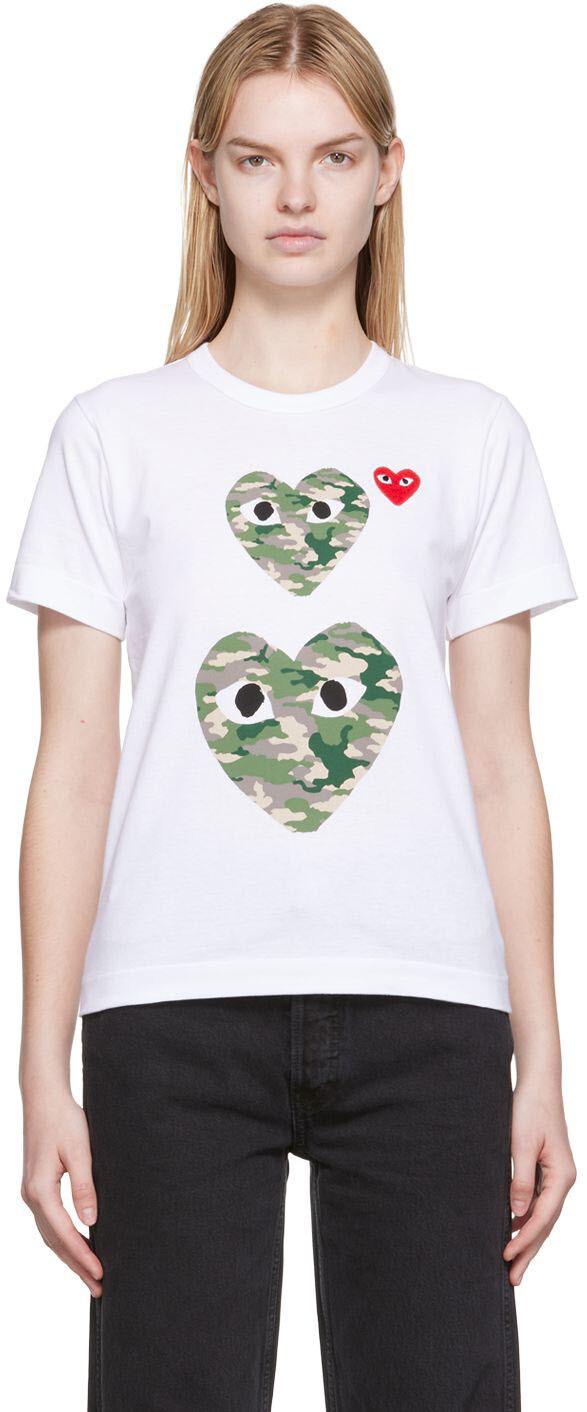 

Белая футболка с нашивкой в ​​виде сердца Comme des Garçons Play, Белый
