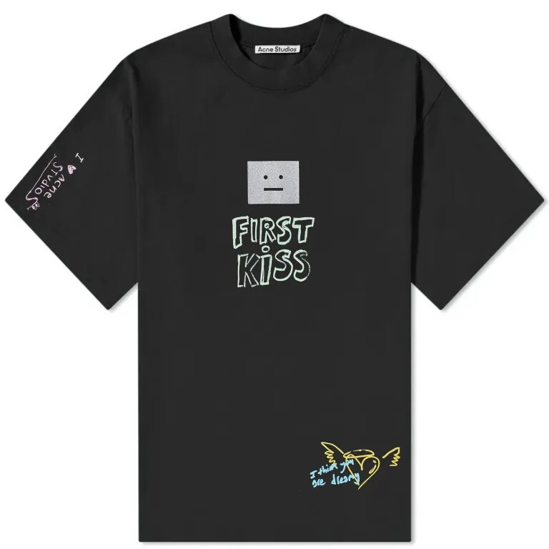 

Футболка Acne Studios Exford Scribble Face, черный