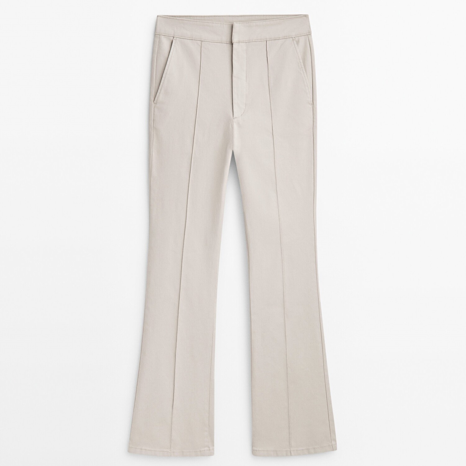 

Брюки Massimo Dutti Waxed Kick Flare With Central Seam, бежевый