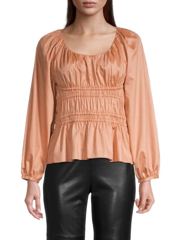 

Присборенный топ-блузон с рукавами Rebecca Taylor Orange