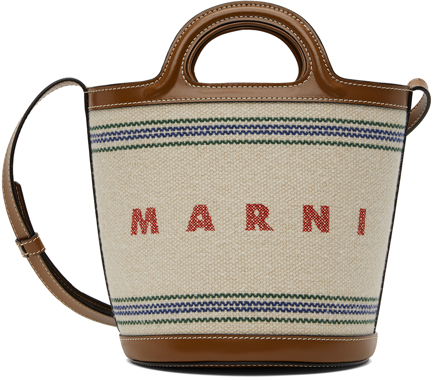 Бежевая маленькая сумка-мешок Tropicalia Marni