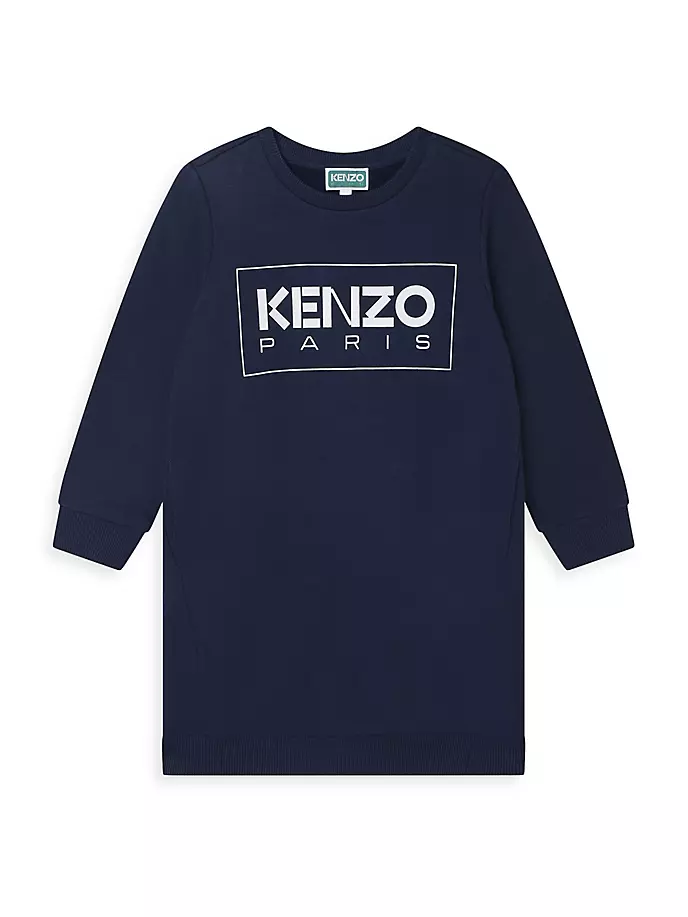 

Платье-толстовка с логотипом для маленьких девочек и девочек Kenzo, темно-синий