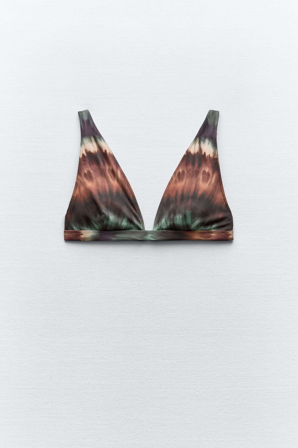 

Топ-бикини Zara Tie-dye, зелено-коричневый