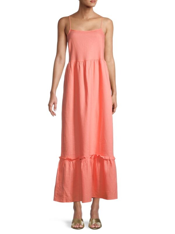 

Полосатое платье миди с рюшами и подолом Saks Fifth Avenue Desert flower