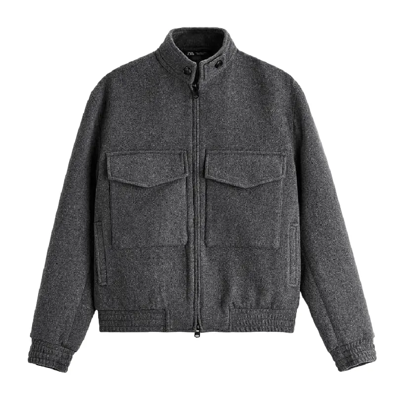 

Куртка Zara Wool Blend Bomber, серый